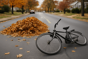 Leaf Piles in the Street Cause a Bike Crash in Lancaster. Is It the Driver, the Homeowner, or the City?