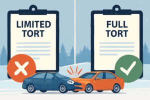 How Limited vs. Full Tort Insurance Impacts Your Winter Car Accident Claim